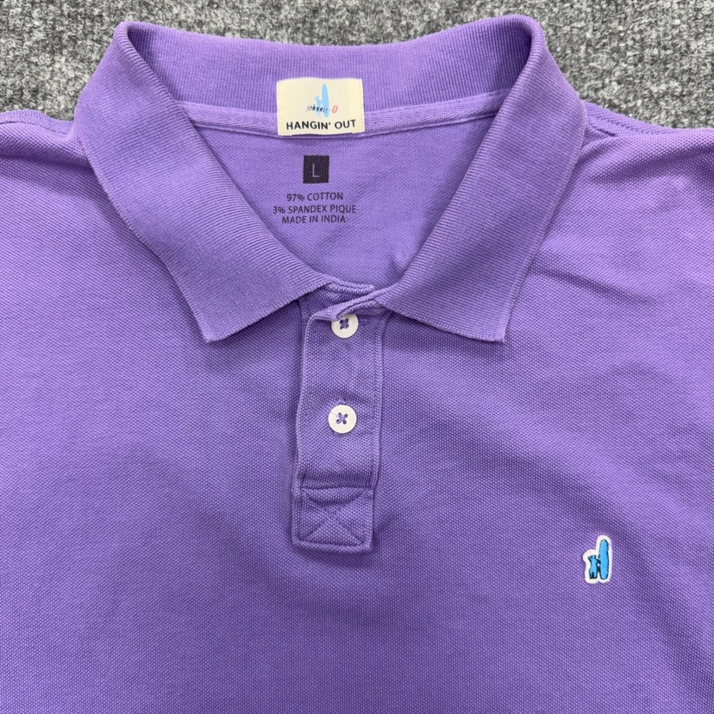Johnnie-O Hangin Out Purple Pique Polo Shirt Mens Large Short Sleeve Logo - Picture 2 of 9
